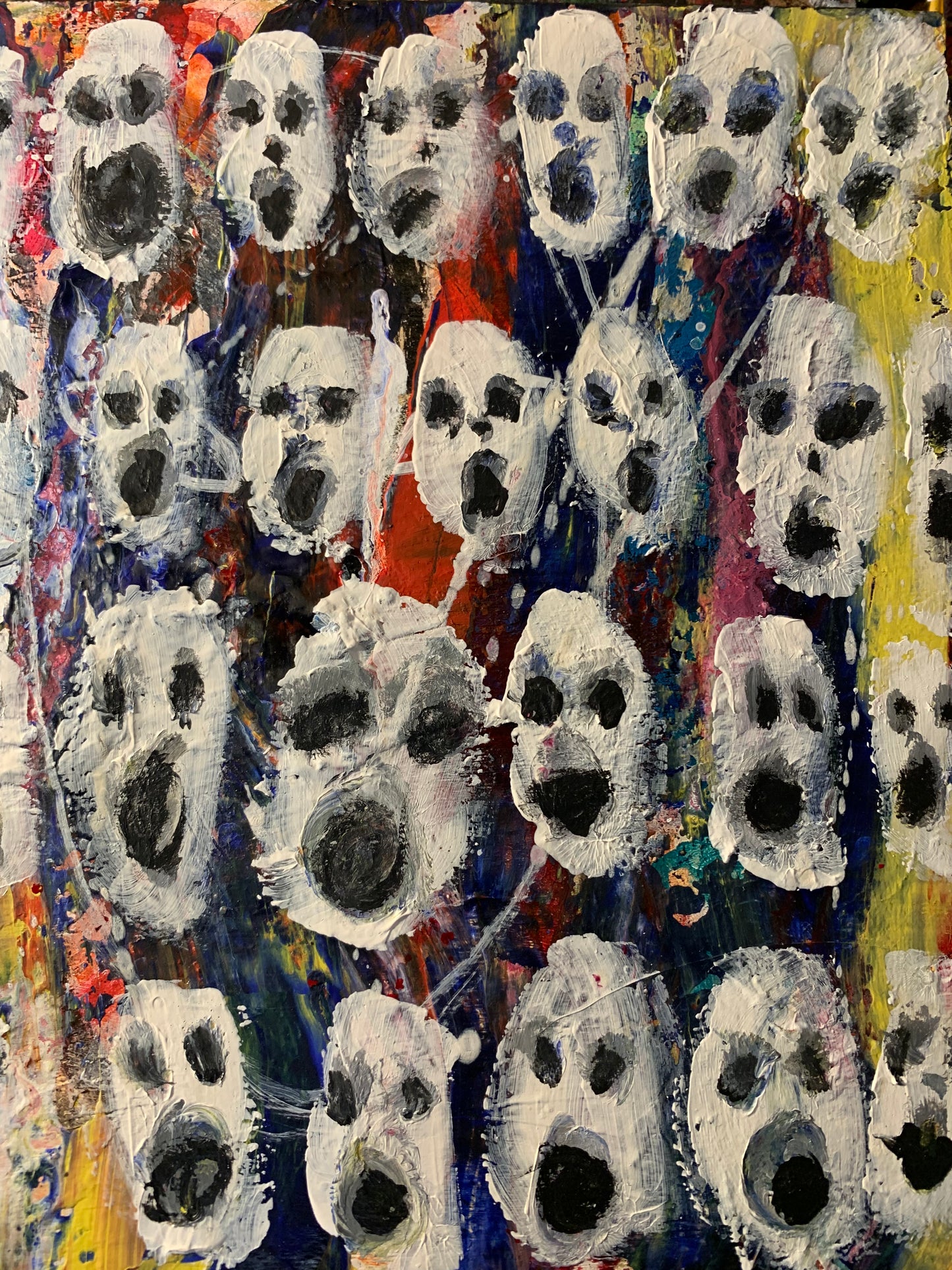 Heads (wood panel canvas)