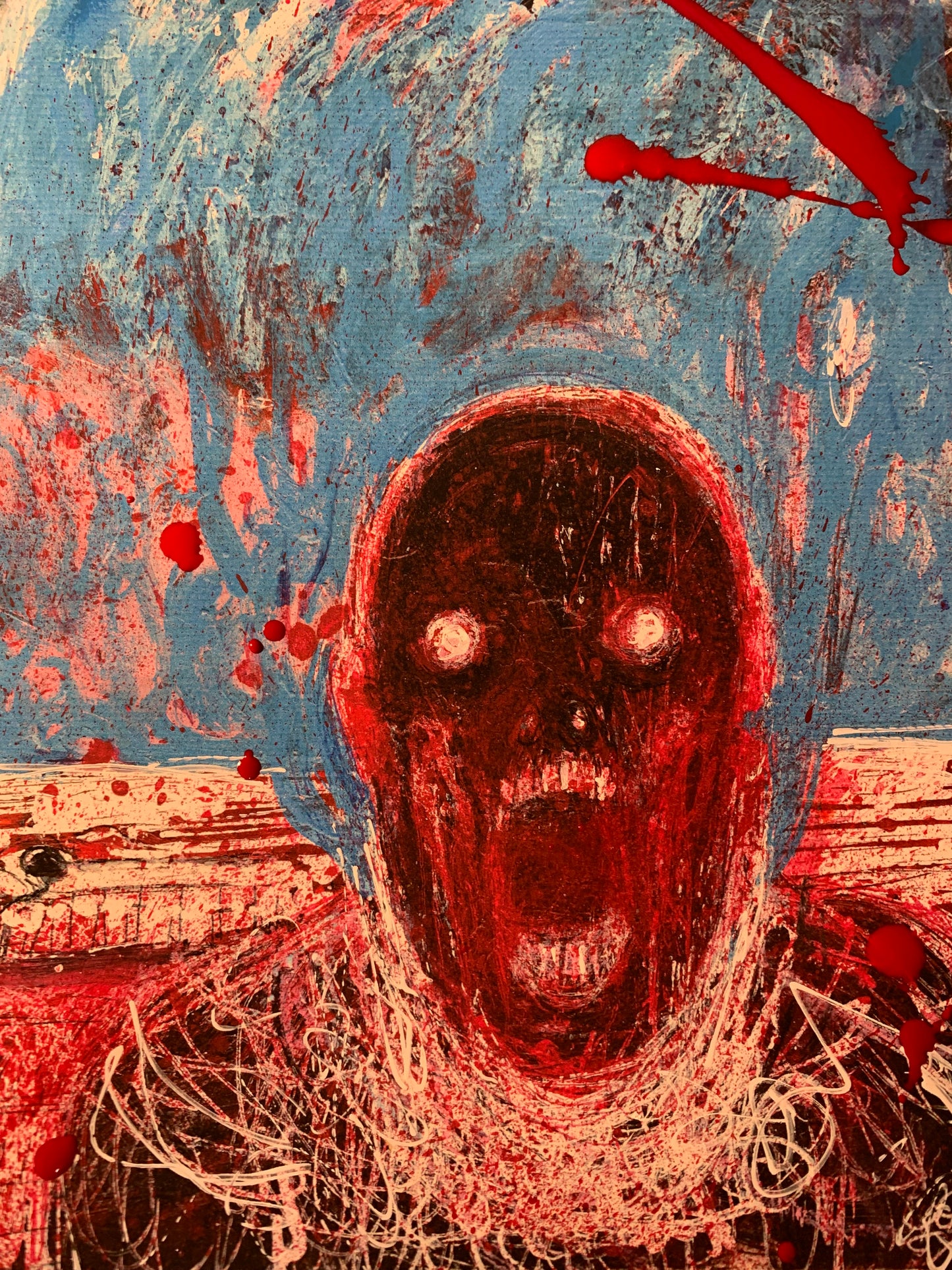Blue Scream, embellished print