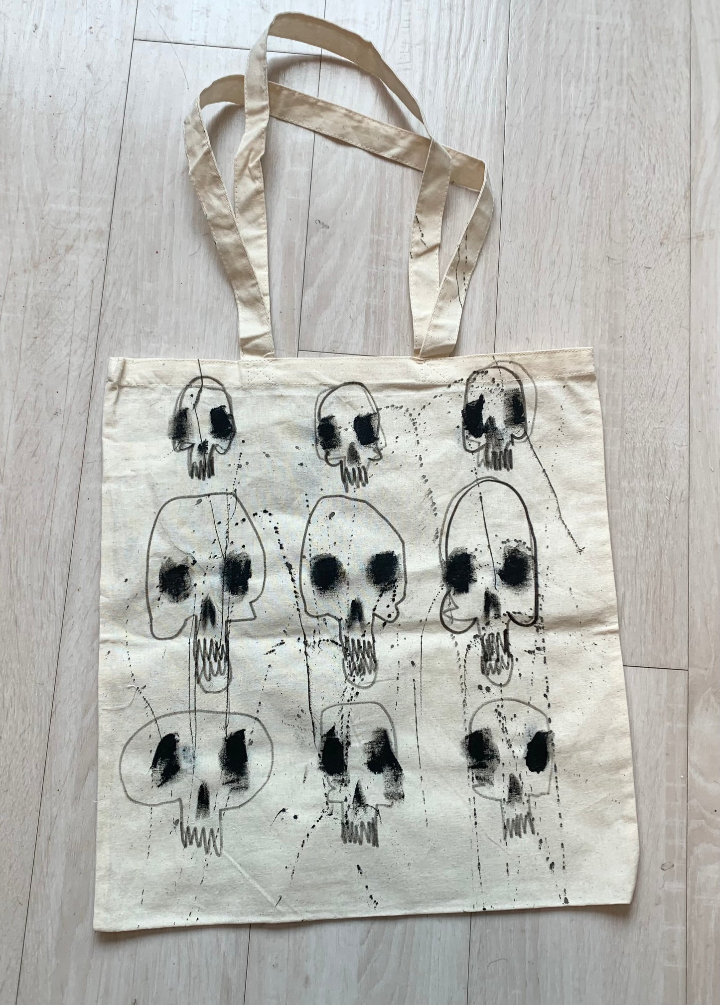 Made to order Expressive skulls tote bag 1- sided