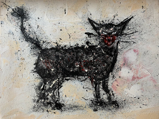 HISSING CAT 14X11 canvas panel