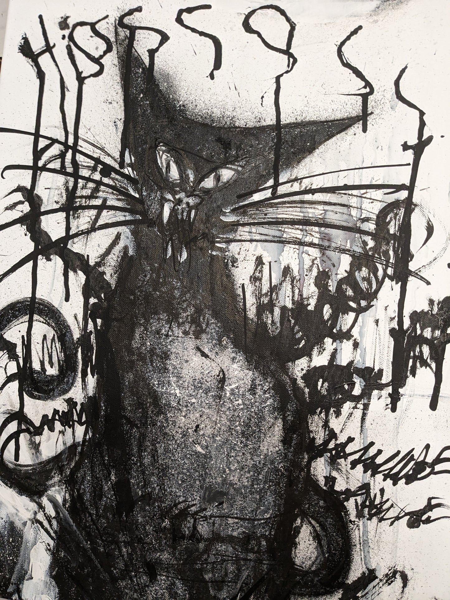 Hissing Cat 16x20 canvas