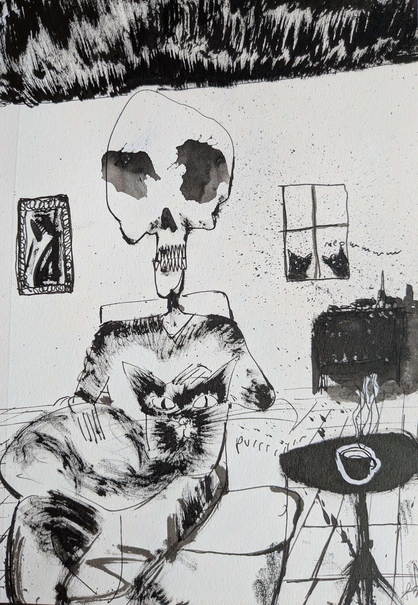 Skull & Cat Sketch