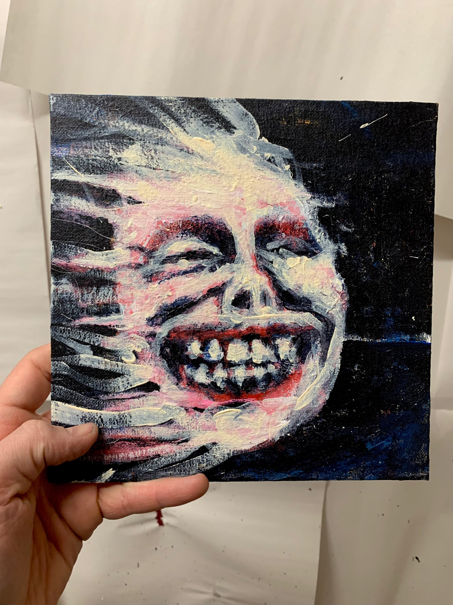 SMILING IS FOR SUCKERS, canvas panel