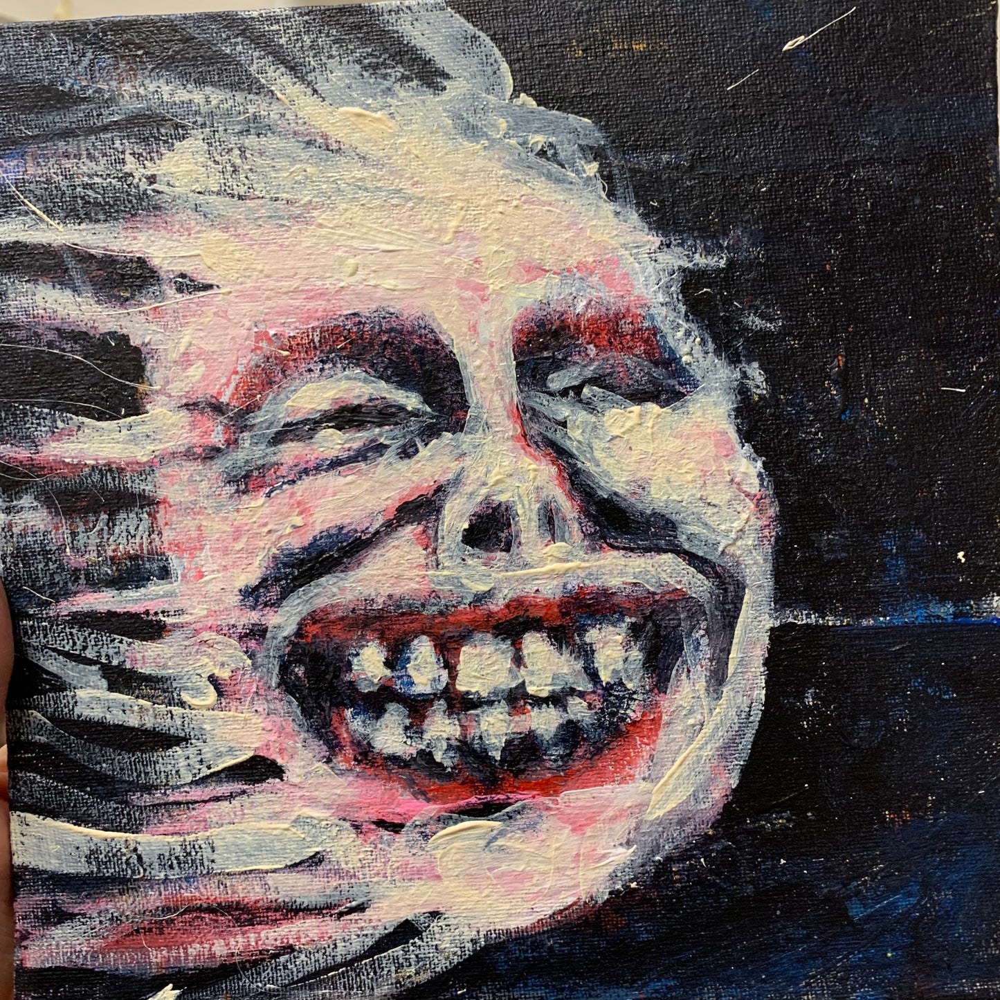 SMILING IS FOR SUCKERS, canvas panel