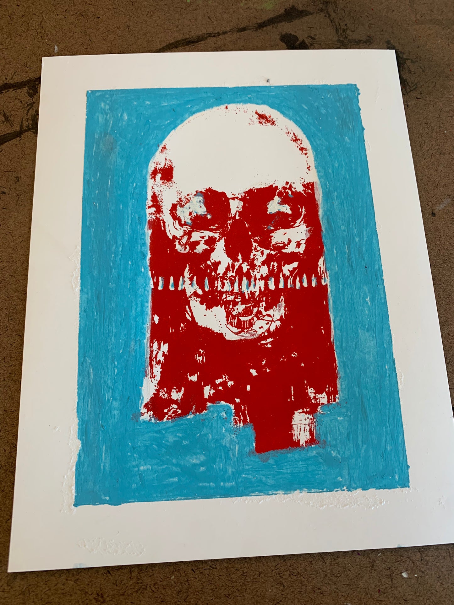 Blue (embellished screen print)