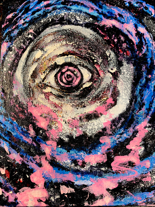 Black hole, canvas panel 7x9