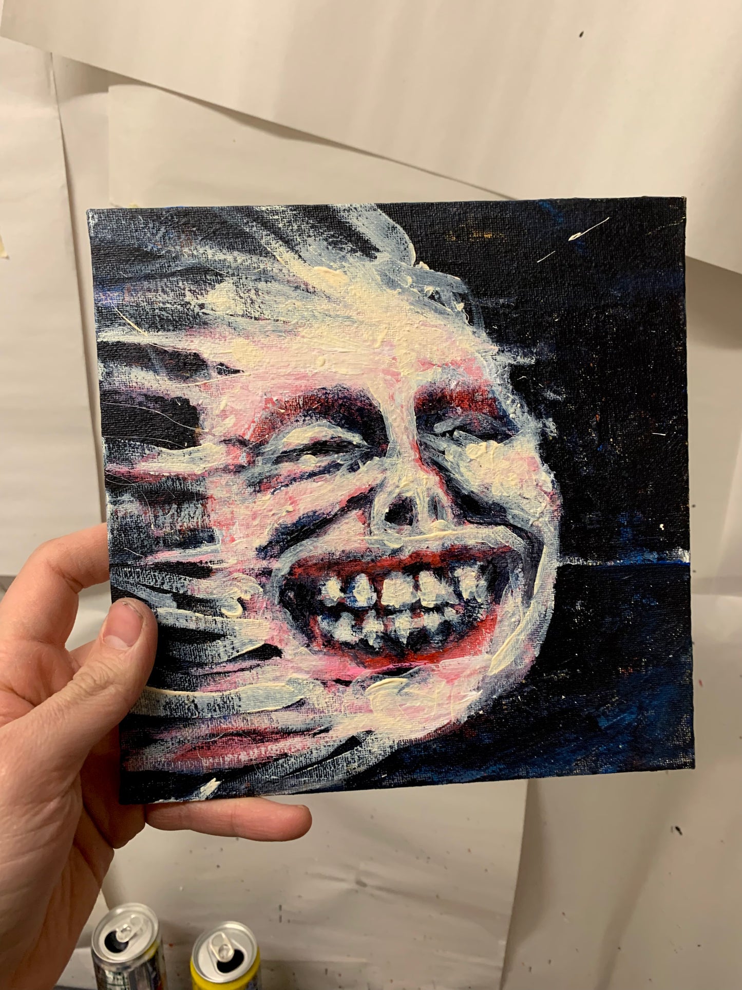 SMILING IS FOR SUCKERS, canvas panel
