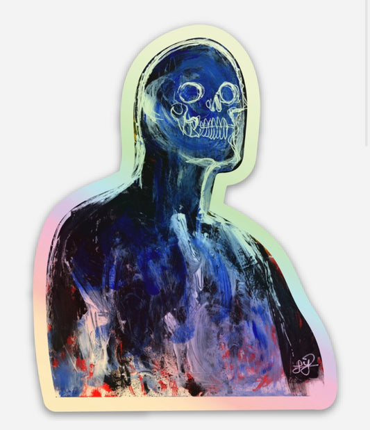 Blue skull, holo sticker