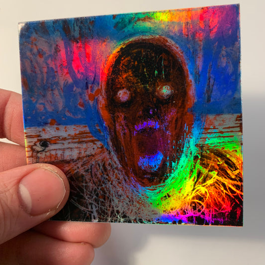Blue scream holo sticker