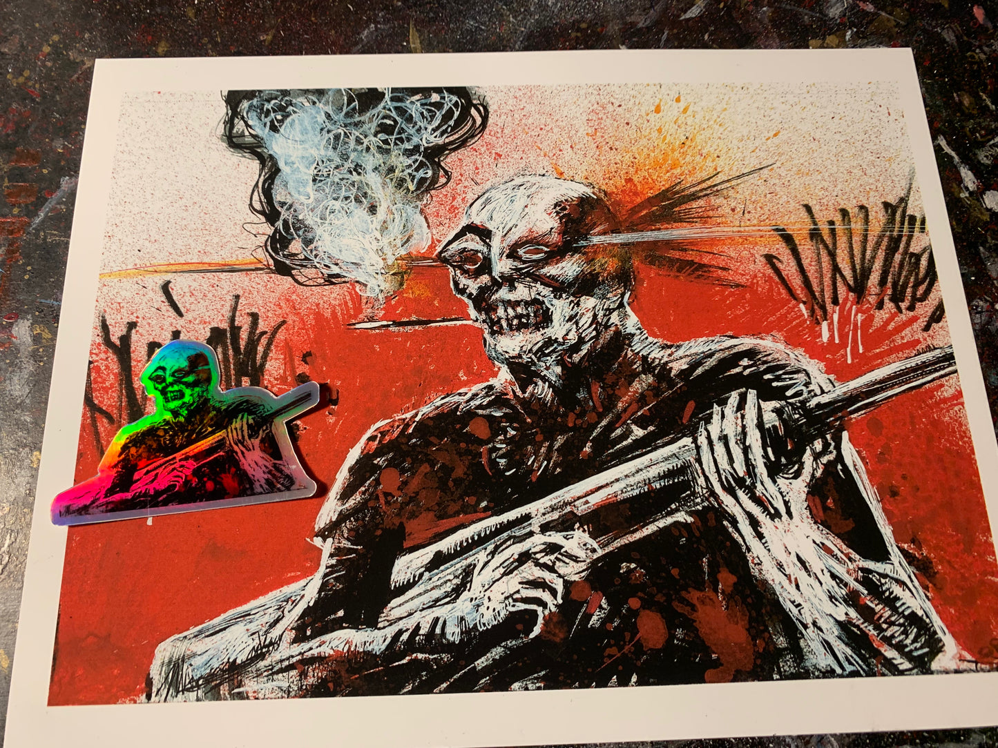 War, print and sticker