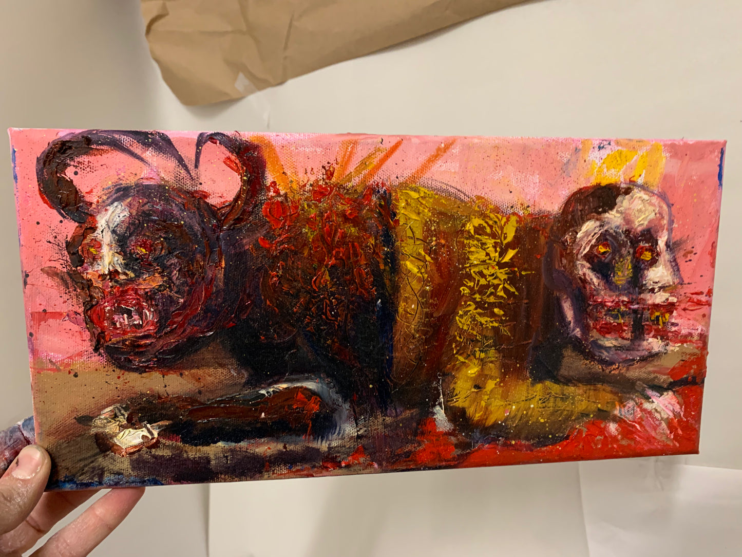 Abomination , oil painting 14x8 canvas