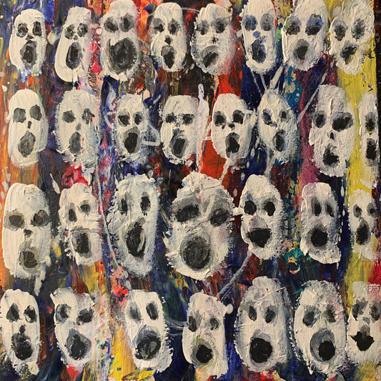 Heads (wood panel canvas)