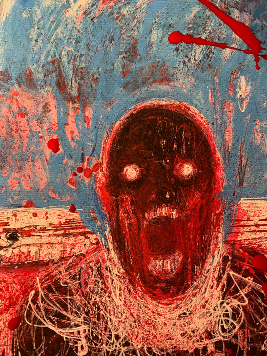 Blue Scream, embellished print