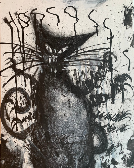 Hissing Cat 16x20 canvas