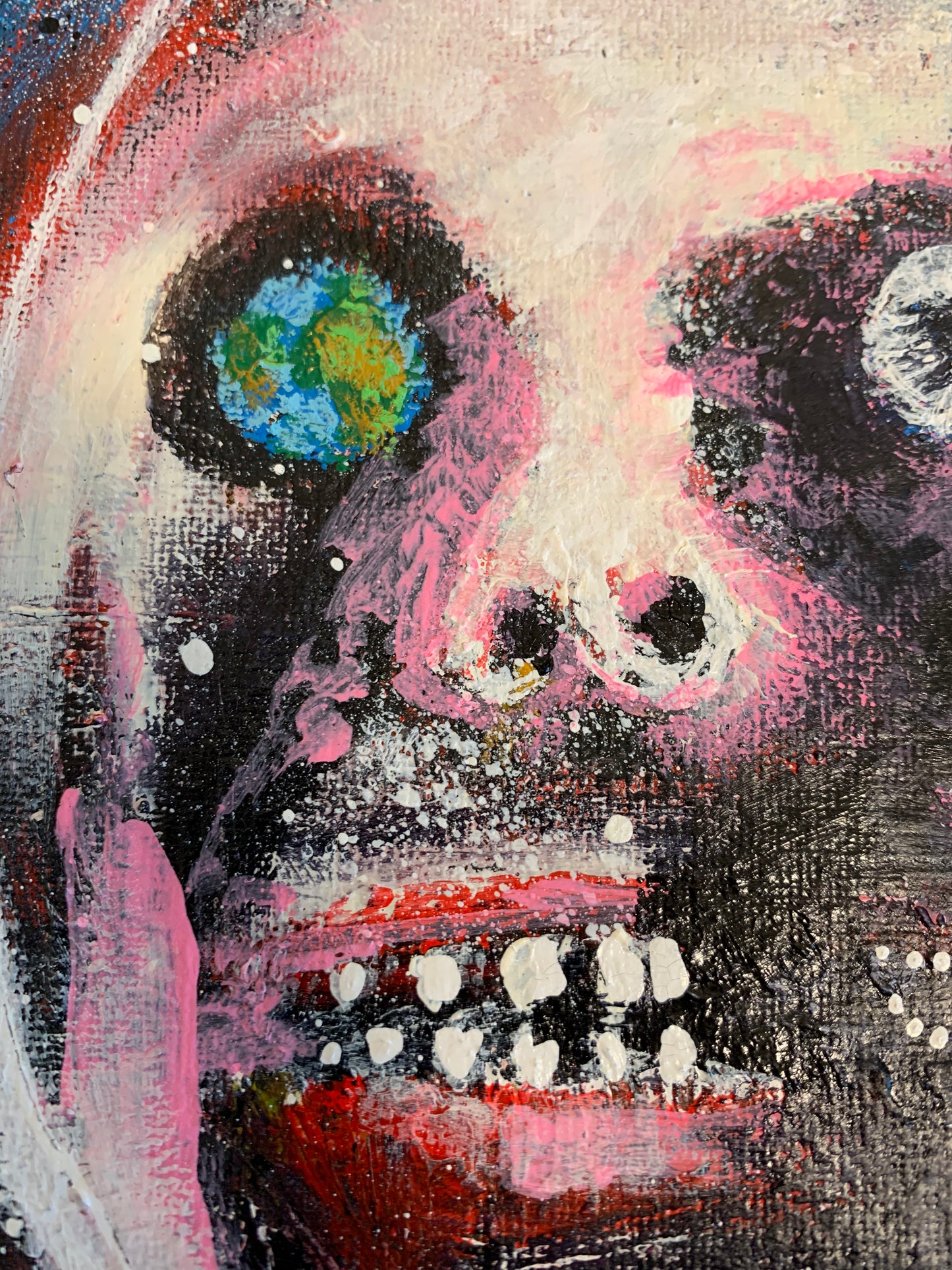 Earth & Moon, canvas panel 7x9
