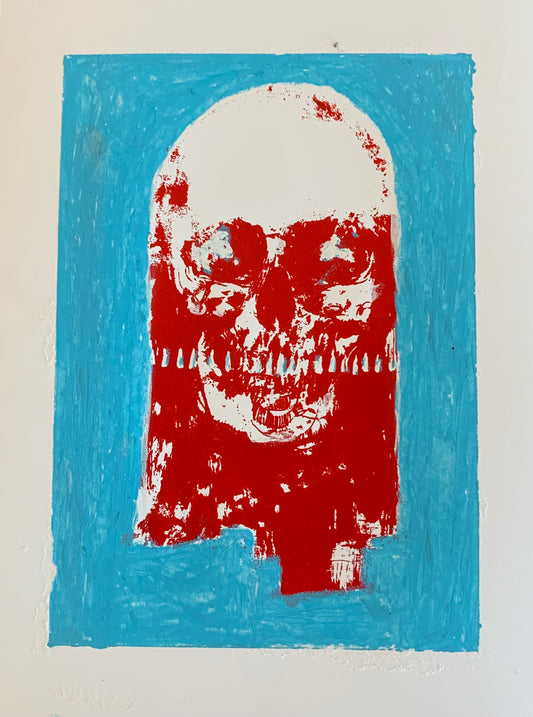 Blue (embellished screen print)