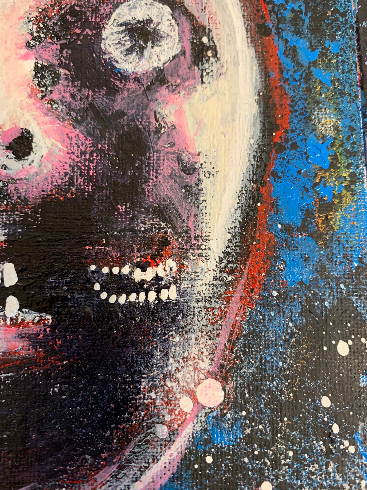 Earth & Moon, canvas panel 7x9